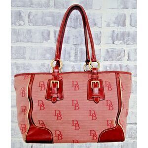 Dooney‎ Bourke Florentine Jacquard Taylor Shopper Bag Red W/Red Trim
